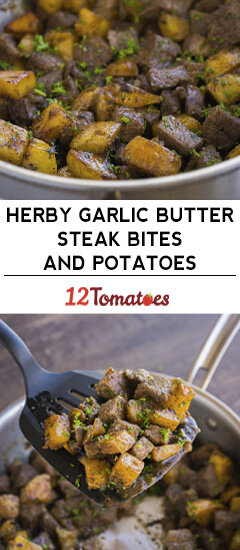 Herby Garlic Butter Steak Bites With Potatoes Live Play Eat 